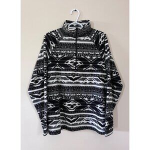 Eddie Bauer Womens XXLarge Black White Quarter Zip Fleece High Neck Jacket